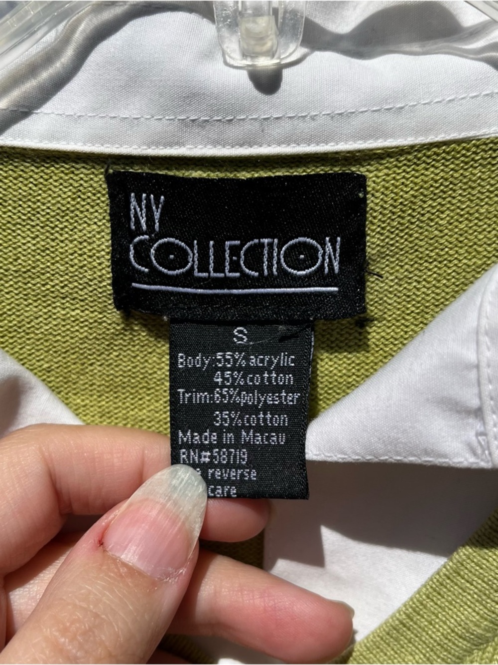 NY Collection Olive Green Knit V-Neck Sweater - Picture 5 of 5